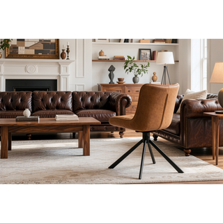 Sunvega Mid-Century Modern Tufted Diamond Pattern Upholstered Swivel Dining Chair