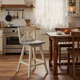 Sunvega Solid Rubberwood Counter Height Dining Table with Distressed Gray Finish