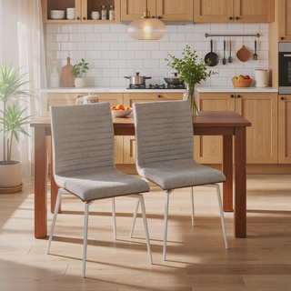 Sunvega Contemporary Dining Accent Chair with Swivel Walnut Wood and Grey Fabric
