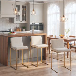 Sunvega Contemporary High Back Counter Stool Set of 3 with Padded Seat