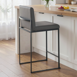 Sunvega Contemporary High Back Counter Stool Set of 3 with Padded Seat