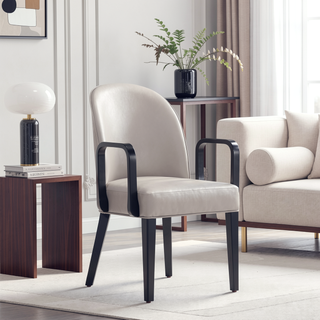 Sunvega Modern Leatherette and Velvet Upholstered Dining Armchair for Dining Room