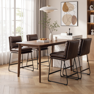 Sunvega Milos Upholstered Counter Height Stools with Sled Base and Overfilled Seat