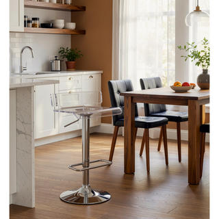 Sunvega Modern Acrylic and Chrome Bar Stool with Swivel Seat and Footrest