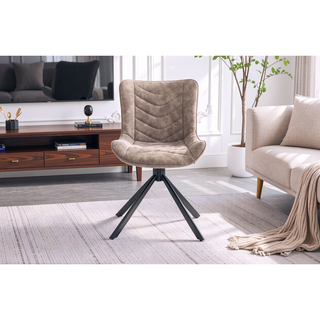 Sunvega Mid-Century Modern Tufted Diamond Pattern Upholstered Swivel Dining Chair