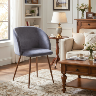 Sunvega Contemporary Velvet Upholstered Dining Chairs with Tapered Metal Legs Set of 2