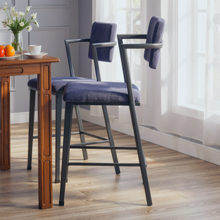 Sunvega Grey and Gunmetal Open Back Counter Height Chairs with Padded Seat Cushion