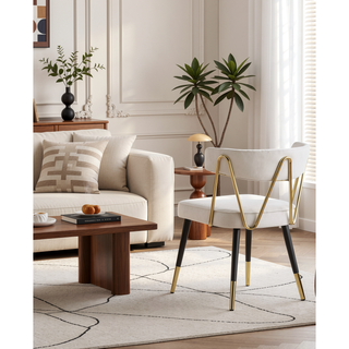 Sunvega Stylish Velvet Dining Chairs with Gold Trim and Padded Seat Set of 2