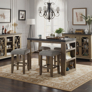 Sunvega Grey Faux Leather Upholstered Counter Height Stools with Tufted Seat Cushion