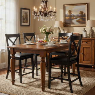 Sunvega Farmhouse Style X-Back Rubberwood Counter Stools Set of 2