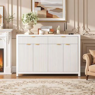 Sunvega Modern Scandinavian Buffet Cabinet with Wave Design and Adjustable Shelves