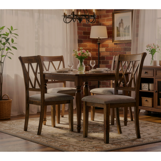 Sunvega Fabric Upholstered Dining Chairs with Foam Cushioned Seats Set of 2