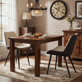 Sunvega Khaki Grey PU Leather Dining Chairs with Metal Legs for Kitchen Restaurant