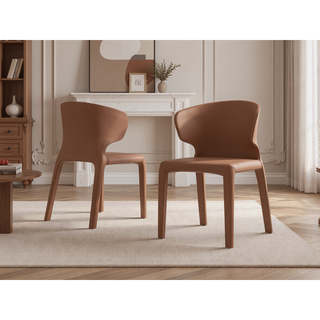 Sunvega Mid-Century Modern Dining Chairs Set of 2 with Faux Leather Upholstery