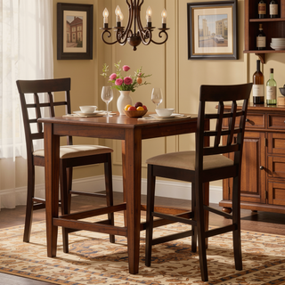 Sunvega Upholstered Counter Height Stools in Beige and Cappuccino Set of 2
