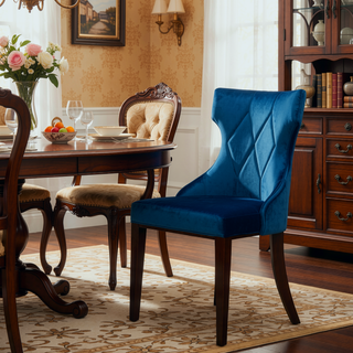 Sunvega Set of 2 Gray Traditional Dining Chairs with Luxurious Velvet Upholstery