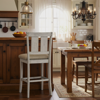 Sunvega Antique White Finish Solid Wood Farmhouse Kitchen Dining Chairs Set of 2