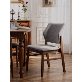 Sunvega Yellow Fabric and Walnut Finish Wooden Side Chair with Padded Seat
