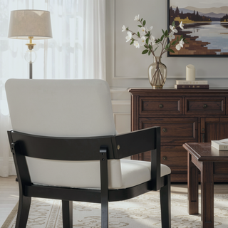 Sunvega Modern Walnut Finish Wood and White Glossy PU Leather Dining Chairs Set of 2