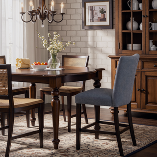 Sunvega Gray Weathered Espresso Parson Style Counter Height Chairs with Padded Seat