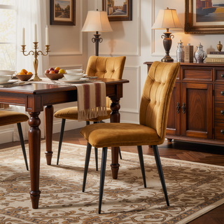 Sunvega Modern Velvet Dining Chairs with Soft Cushioned Seats and Iron Frames