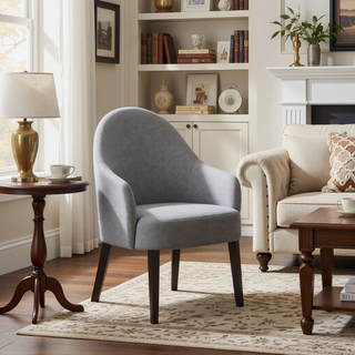 Sunvega Set of 2 Modern Dining Chairs with Gray Fabric Upholstery and Espresso Finish
