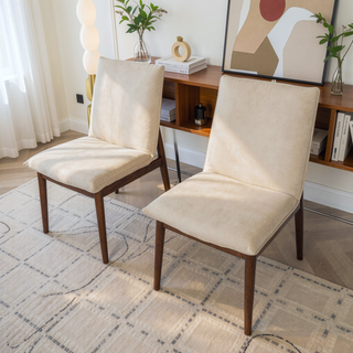 Sunvega Mid-Century Modern Velvet Dining Chair Set Of 2 With Solid Wood Legs