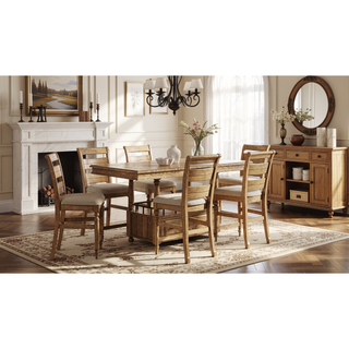 Sunvega Caramel Finish Ladder Back Counter Stool with Upholstered Seat