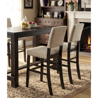 Sunvega Antique Black Bold Distressed Solid Wood Counter Height Bar Table