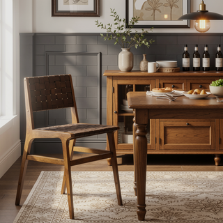 Sunvega Faux Leather Woven Counter Stool with Solid Wood Frame 24 Inch Height