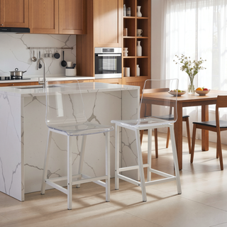 Sunvega Modern Chrome Bar Stools with Backrest and Footrest Set of 2