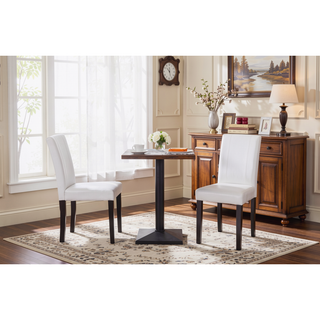 Sunvega Urban Style Leatherette Padded Parson Chair with Solid Wood Legs, Set of 2