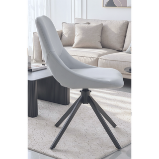 Sunvega Modern PU Leather Swivel Dining Chairs Set of 2 with Auto-Return and High Back