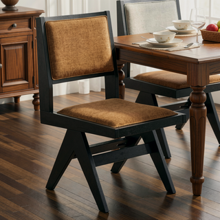Sunvega Contemporary Black Dining Chairs with Light Gray Upholstered Padded Seat Cushions