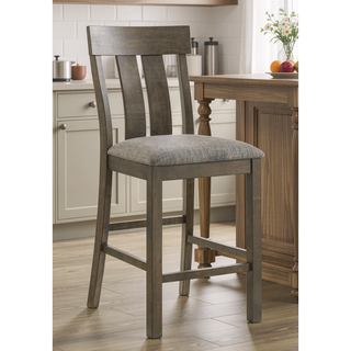 Sunvega Rustic Brown Upholstered Counter Height Dining Chairs with Slat-back Design