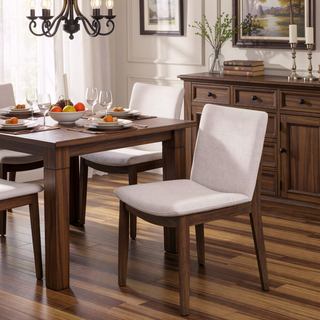 Sunvega Mid-Century Modern Solid Wood Dining Chair Set with Upholstered Fabric