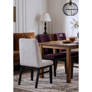 Sunvega Modern Upholstered Side Chairs with Light Gray Textured Fabric and Black Finish