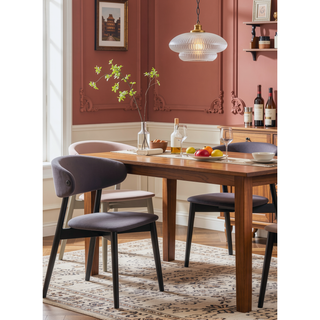 Sunvega Natural and Black Finish Dining Chair with Wooden Turn Legs