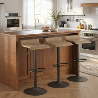 Sunvega Adjustable Antique Metal Industrial Bar Stool with Faux Leather Seat
