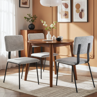 Sunvega Modern Minimalist Upholstered Dining Side Chair with Slim Lines and Grey Fabric