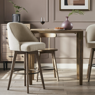Sunvega Swivel Counter Stool with Medium High Back and Metal Ring Footrest