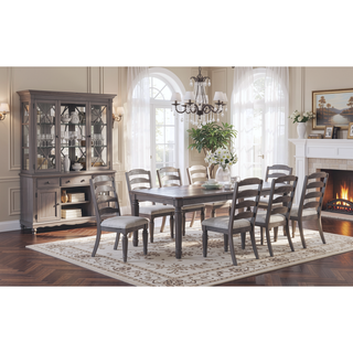 Sunvega Light Grey Classic Ladder Back Dining Chairs with Cushion Seat Set of 2