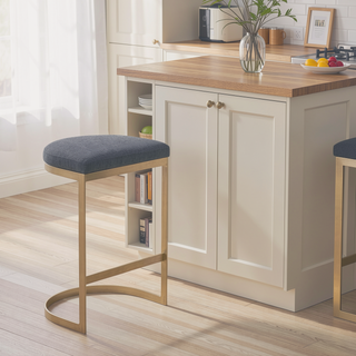 Sunvega Antique Gold Metal Base Upholstered Counter Stool No Back