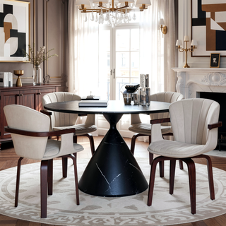 Sunvega Mid-Century Modern Bentwood Swivel Dining Chairs with PU Leather Upholstery
