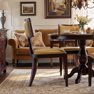 Sunvega Traditional Dining Room Chair Set of 2 in Camel Faux Leather