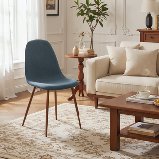Sunvega Mid-Century Modern Upholstered Dining Accent Chair with Walnut Finish