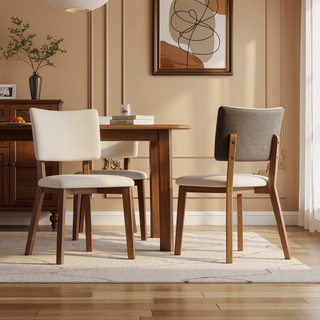 Sunvega Mid-Century Modern Ash Wood Dining Chairs Set of 2 for Kitchen and Living Room