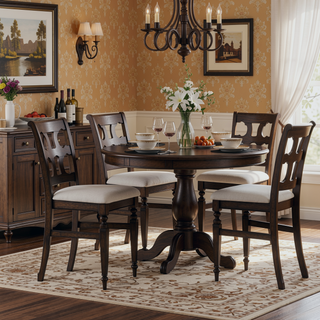 Sunvega Dark Chocolate Finish Ladderback Counter Stool with Polyester Upholstered Seat