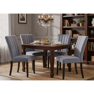Sunvega Transitional Dining Table with Faux White Marble Top and Black Wood Base