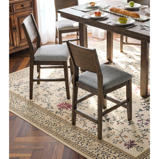 Sunvega Industrial U-Shape Metal Legs Walnut Black Finish Two Tone Design Bench